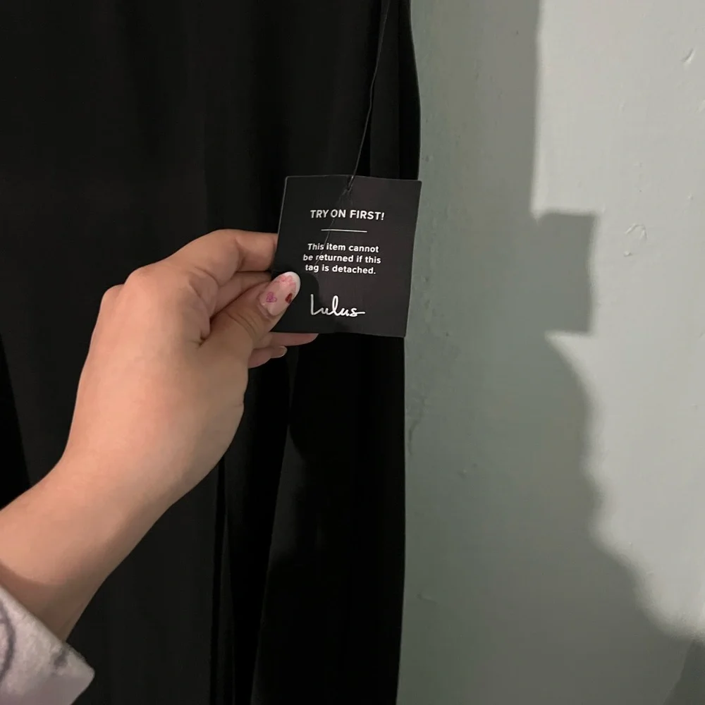 Lulu’s Black Rhinestone Floor Length Dress - Picture 4 of 7